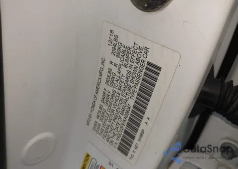 2019 Honda Accord Touring 2.0T z USA, uszkodzony, nr VIN 1HGCV2F91KA006047